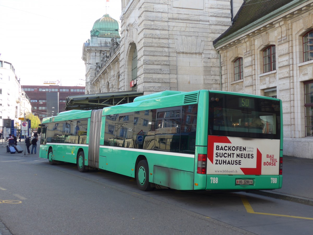 (156'142) - BVB Basel - Nr. 788/BS 3288 - MAN am 27. Oktober 2014 beim Bahnhof Basel