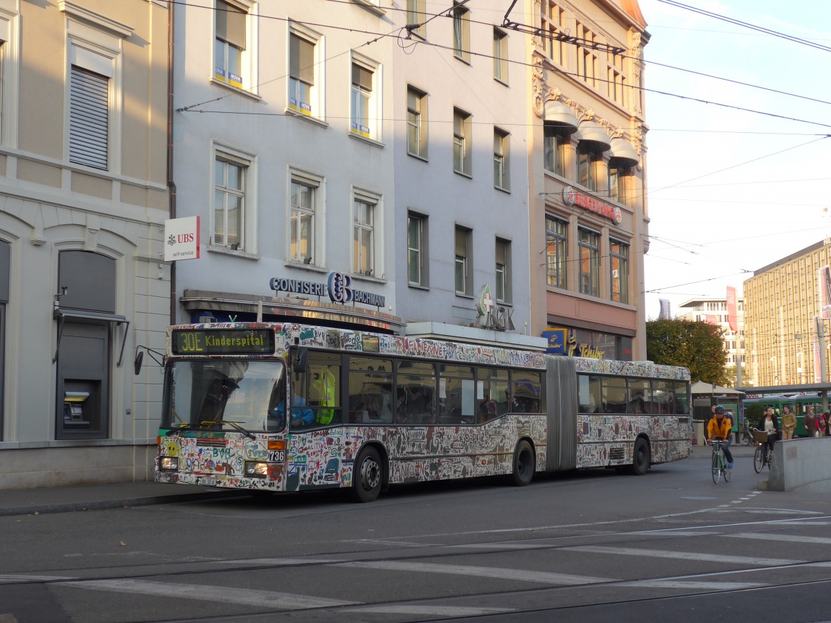 (156'184) - BVB Basel - Nr. 736/BS 3236 - Mercedes (ex VAG Freiburg/D Nr. 936) am 27. Oktober 2014 beim Bahnhof Basel