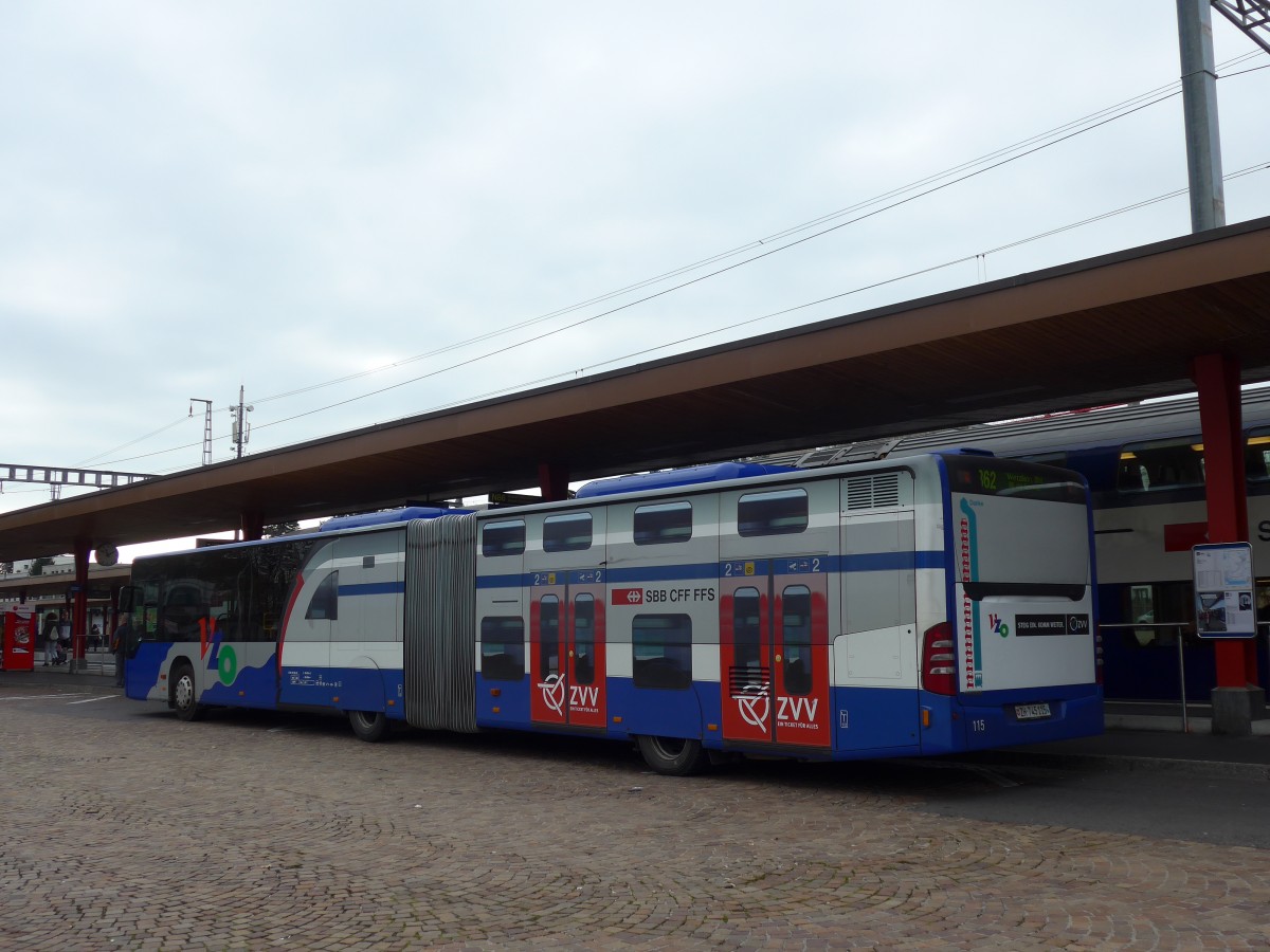 (156'215) - VZO Grningen - Nr. 115/ZH 745'115 - Mercedes am 28. Oktober 2014 beim Bahnhof Wetzikon