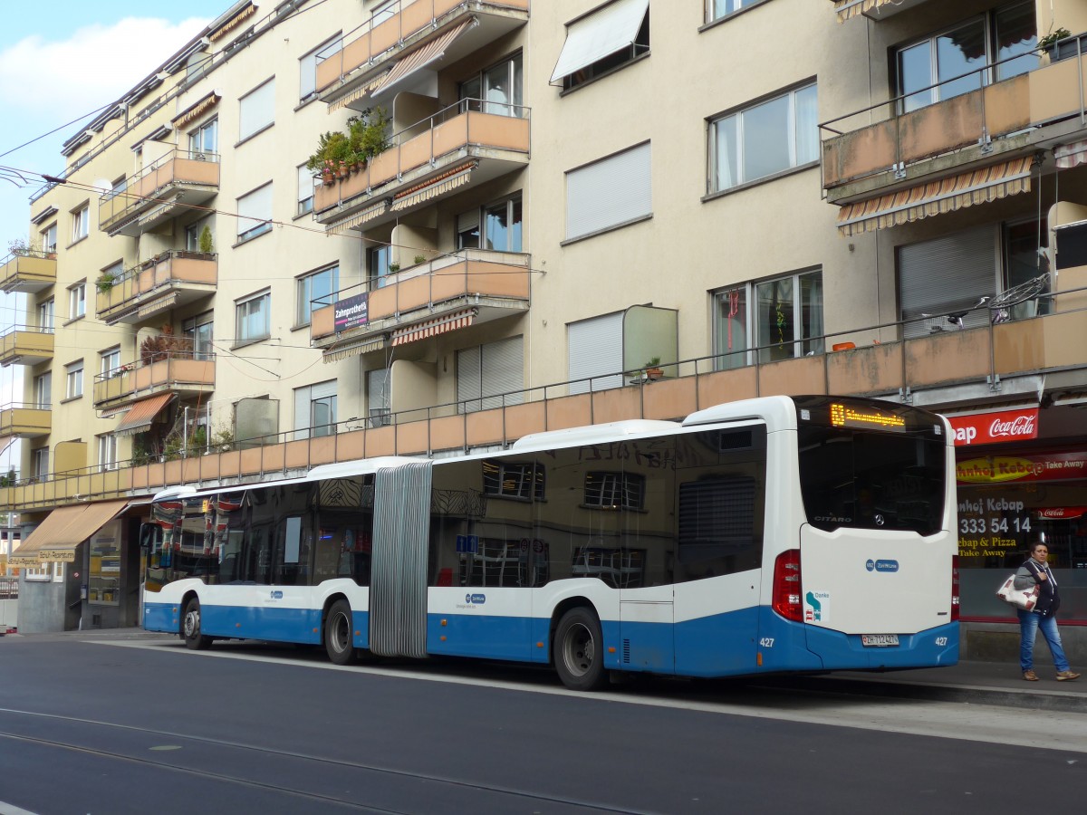 (156'278) - VBZ Zrich - Nr. 427/ZH 712'427 - Mercedes am 28. Oktober 2014 beim Bahnhof Zrich-Oerlikon