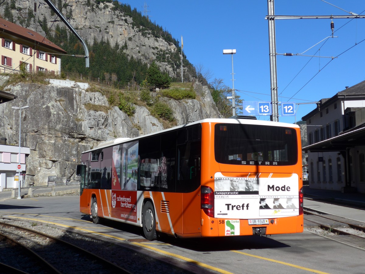 (156'356) - AAGU Altdorf - Nr. 58/UR 9348 - Setra am 31. Oktober 2014 beim Bahnhof Gschenen