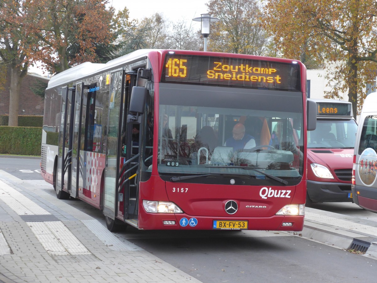 (156'736) - Qbuzz, Groningen - Nr. 3157/BX-FV-53 - Mercedes am 18. November 2014 beim Bahnhof Winsum