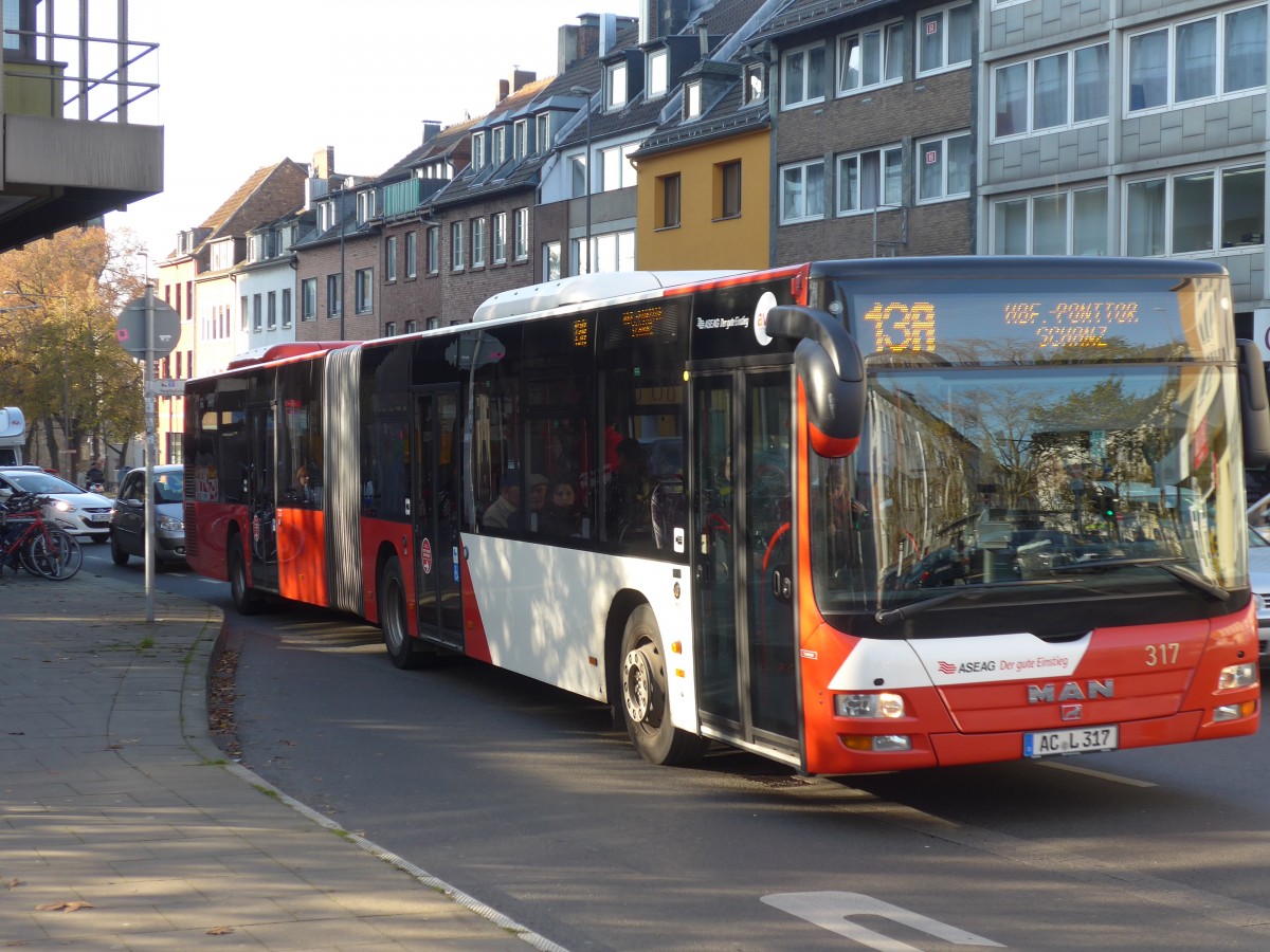 (157'166) - ASEAG Aachen - Nr. 317/AC-L 317 - MAN am 21. November 2014 beim Hauptbahnhof Aachen