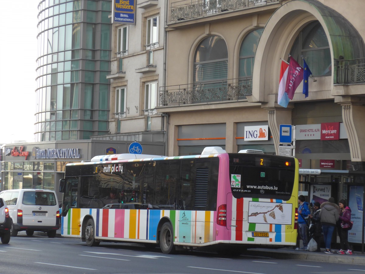 (157'350) - AVL Luxembourg - Nr. 278/GU 7224 - Mercedes am 22. November 2014 beim Bahnhof Luxembourg