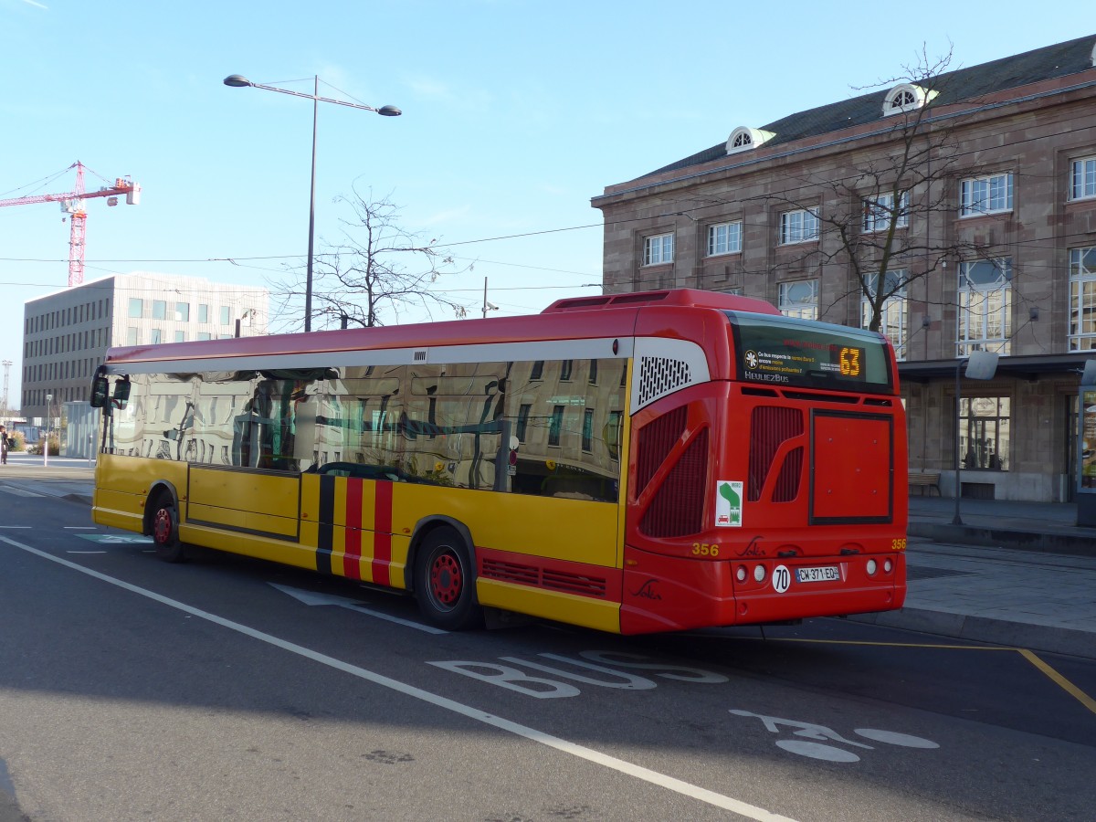 (157'474) - Sola, Mulhouse - Nr. 356/CW 371 EQ - Heuliez am 23. November 2014 beim Hauptbahnhof Mulhouse