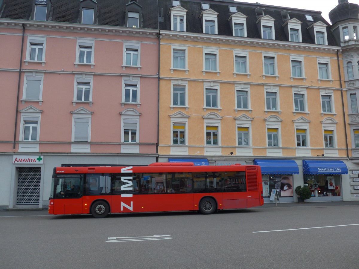 (157'789) - AHW Horgen - Nr. 22/ZH 402'478 - MAN am 14. Dezember 2014 beim Bahnhof Wdenswil