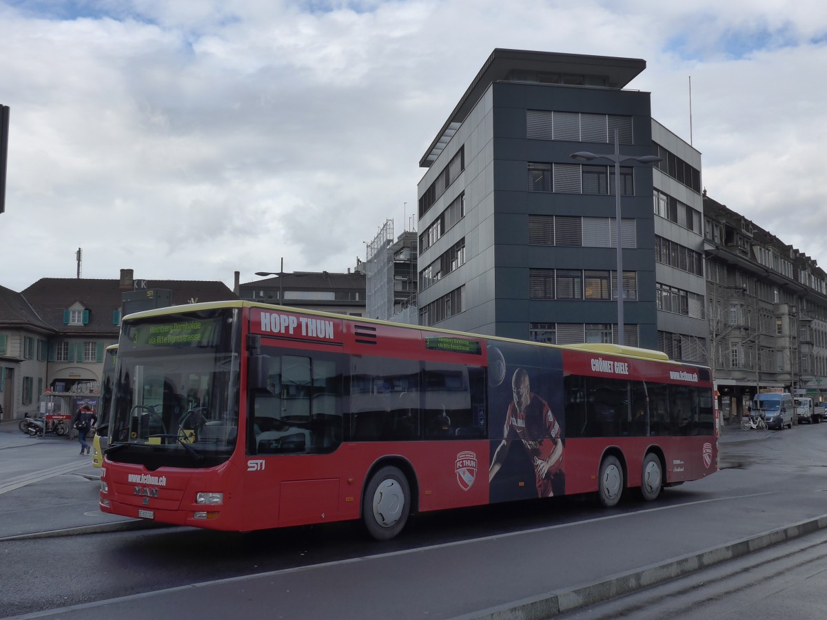 (158'925) - STI Thun - Nr. 149/BE 801'149 - MAN am 2. Mrz 2015 beim Bahnhof Thun