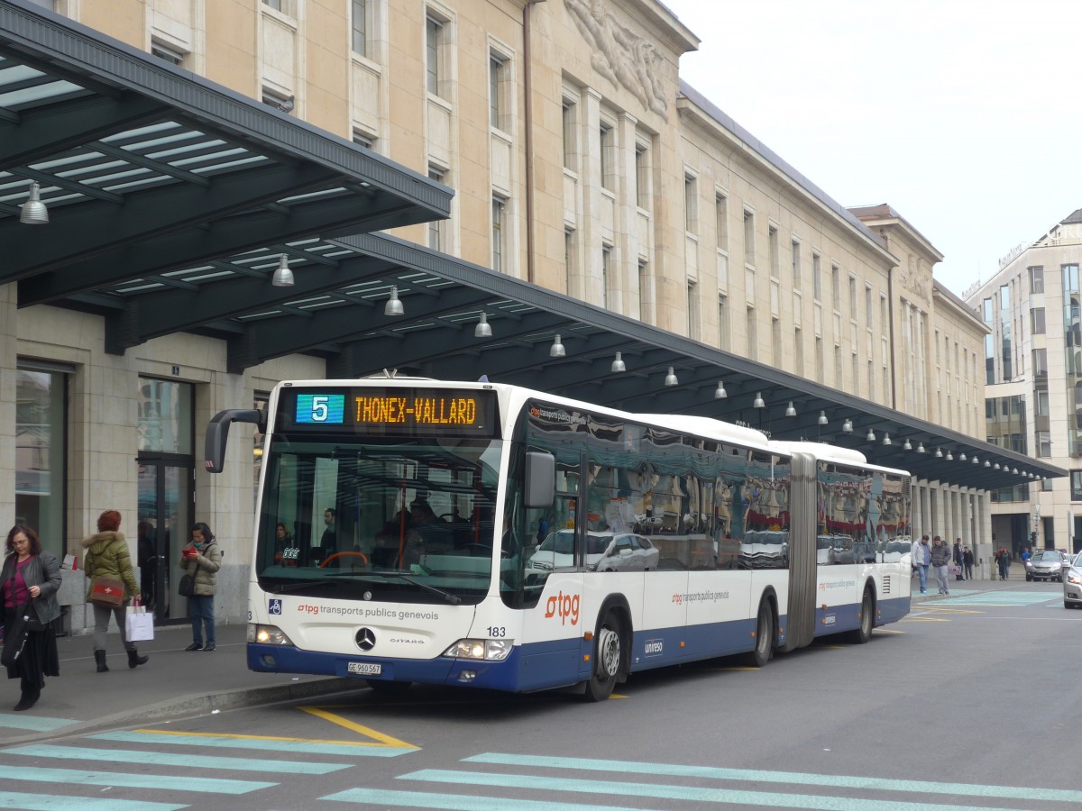 (159'170) - TPG Genve - Nr. 183/GE 960'567 - Mercedes am 14. Mrz 2015 beim Bahnhof Genve