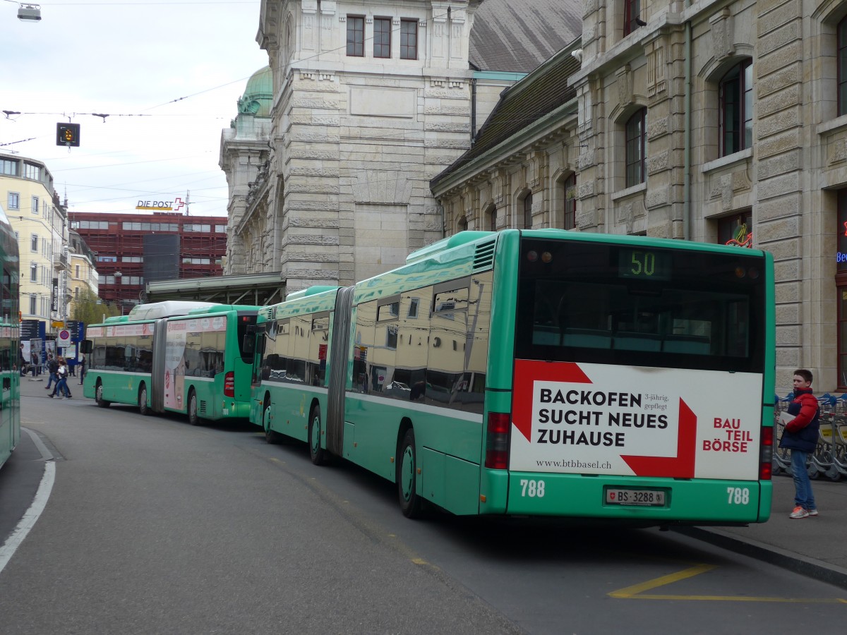 (159'730) - BVB Basel - Nr. 788/BS 3288 - MAN am 11. April 2015 beim Bahnhof Basel