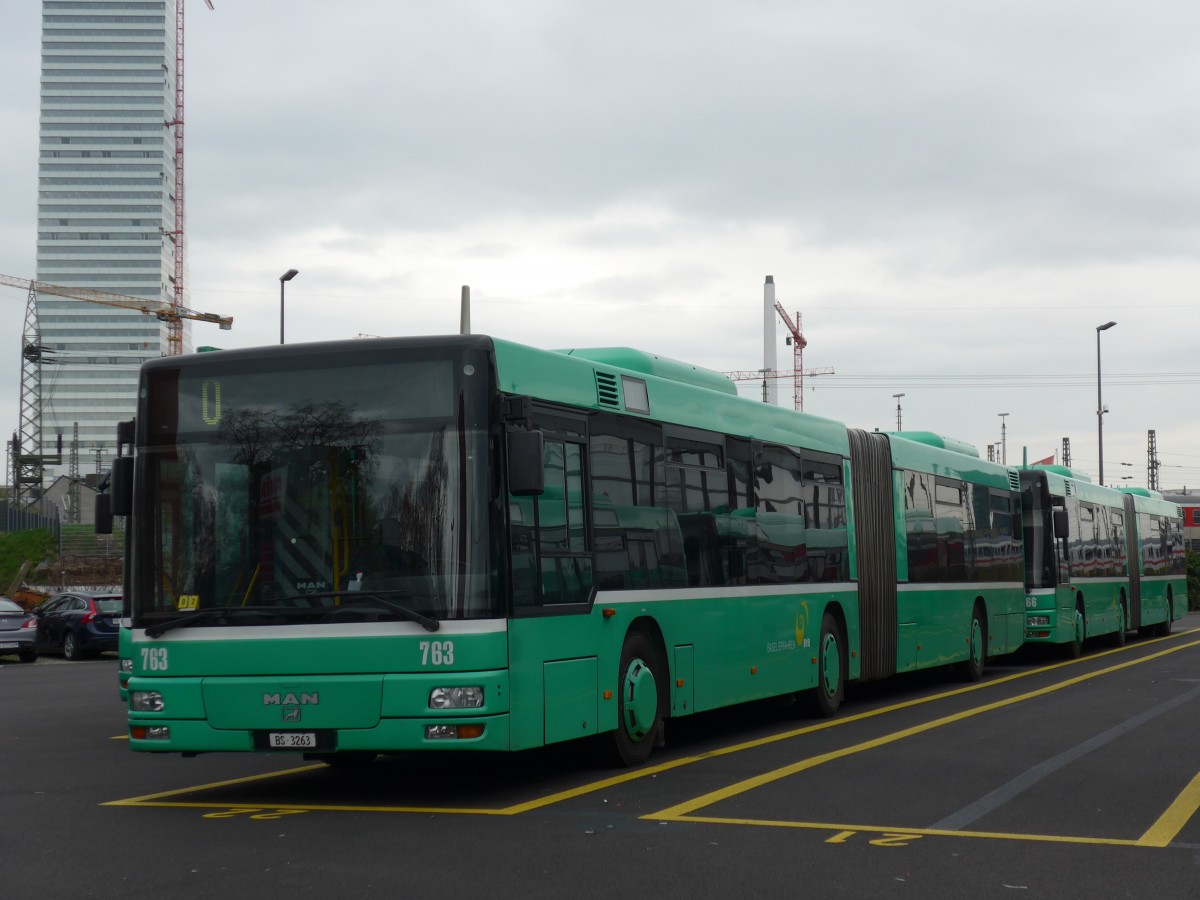 (159'737) - BVB Basel - Nr. 763/BS 3263 - MAN am 11. April 2015 in Basel, Garage Rankstrasse