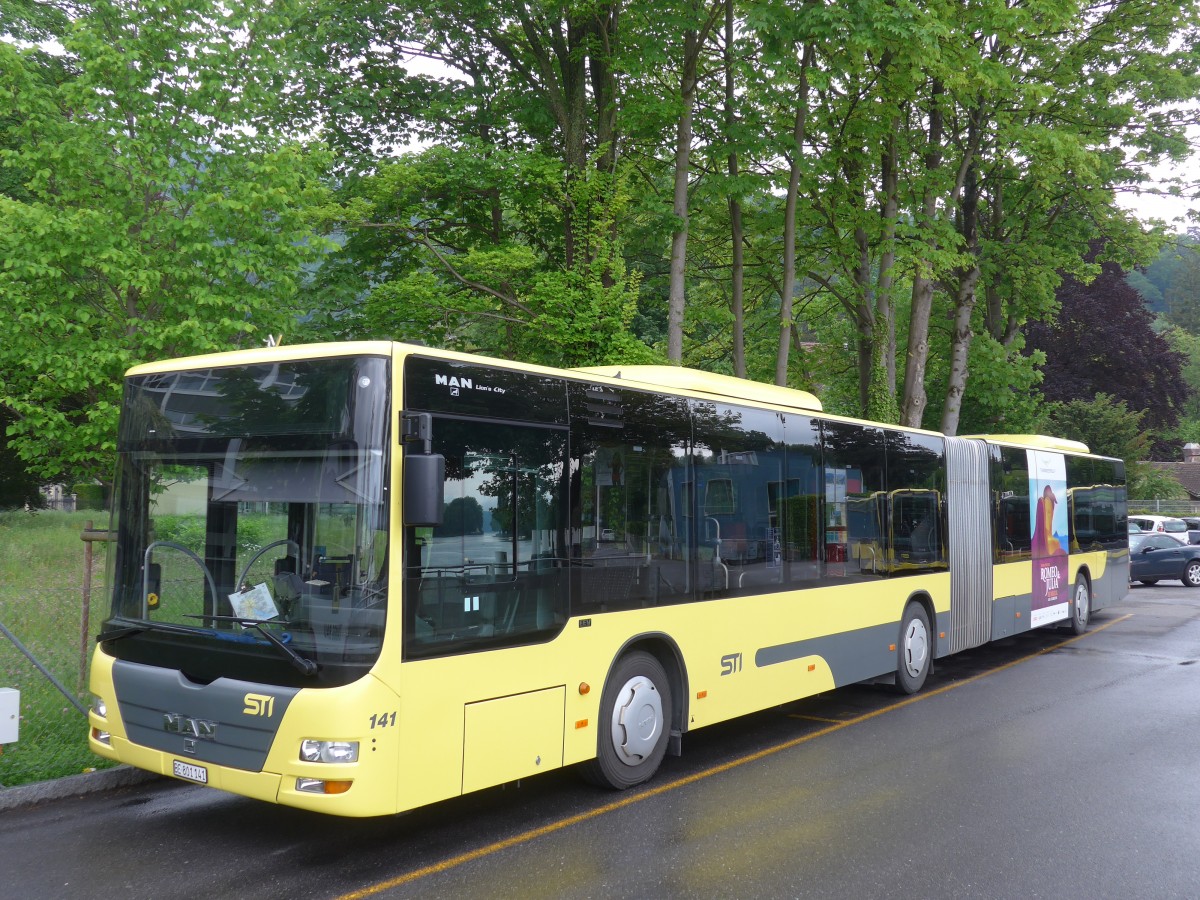 (160'571) - STI Thun - Nr. 141/BE 801'141 - MAN am 21. Mai 2015 bei der Schifflndte Thun