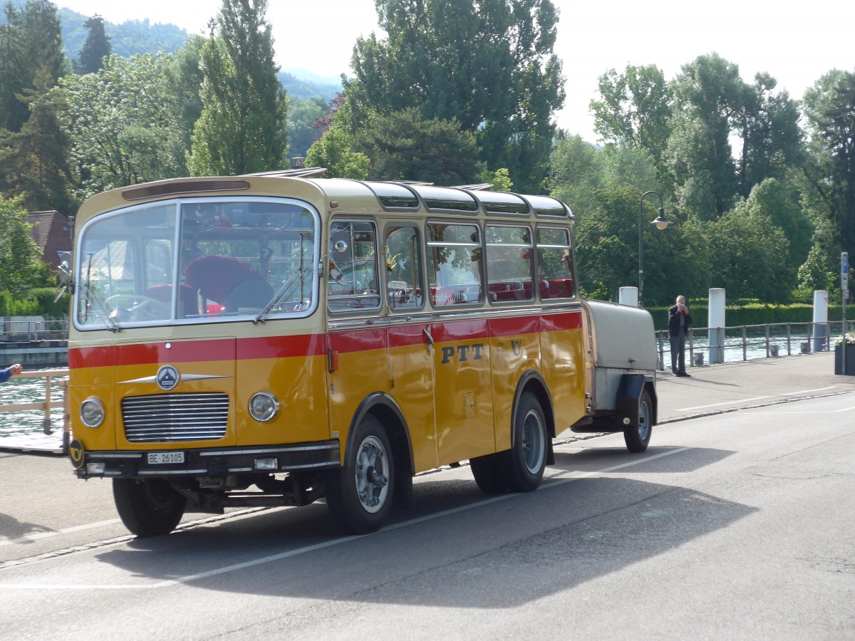 (161'576) - Schmid, Thrishaus - Nr. 9/BE 26'105 - Saurer/R&J (ex Geiger, Adelboden Nr. 9) am 31. Mai 2015 bei der Schifflndte Thun