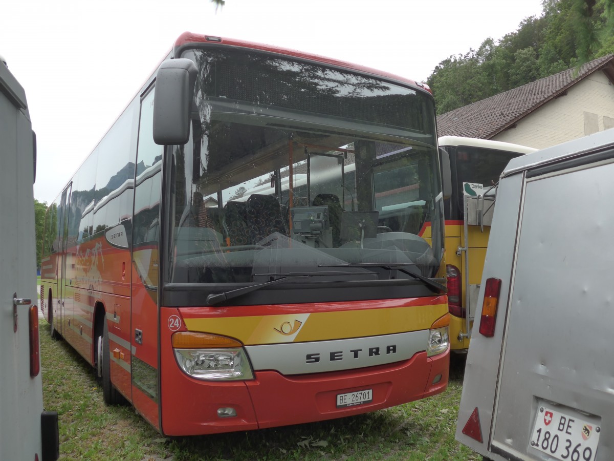 (162'136) - AFA Adelboden - Nr. 24/BE 26'701 - Setra am 14. Juni 2015 in Meiringen, Garage AVG M. (Einsatz AVG M.)