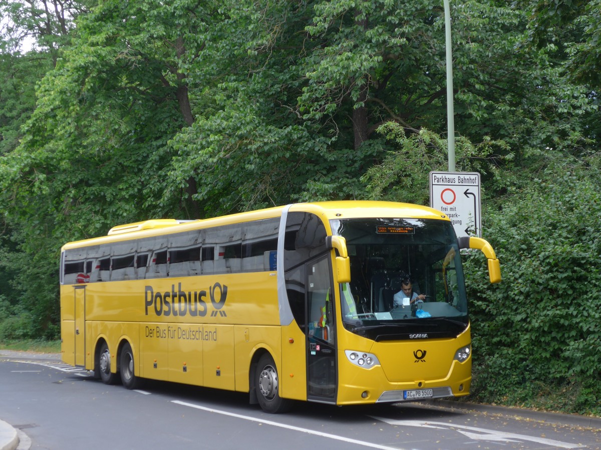 (162'742) - Euregiotours, Eschweiler - AC-PB 5500 - Scania/Lahden am 27. Juni 2015 beim Bahnhof Wrzburg