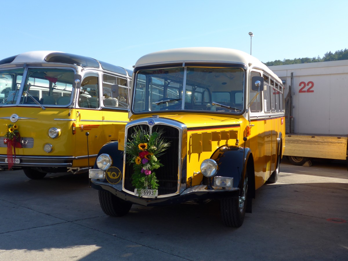 (163'896) - Blchlinger, Endingen - AG 69'937 - Saurer/Tscher (ex Dubach, Walde; ex Spescha, Andiast) am 29. August 2015 in Oberkirch, CAMPUS Sursee