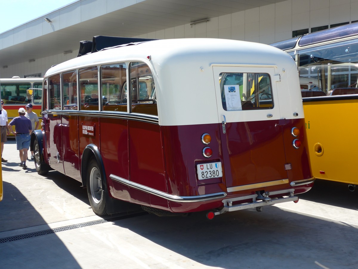 (164'135) - Bechter, Kriens - LU 82'380 - Saurer/Krapf (ex Mnch, D-Marienberg; ex Spirig, Widnau; ex RhV Altsttten Nr. 33; ex Thr, Eichberg) am 29. August 2015 in Oberkirch, CAMPUS Sursee