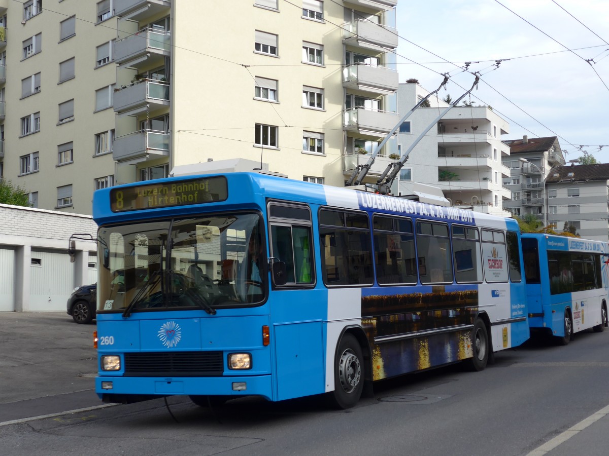 (164'864) - VBL Luzern - Nr. 260 - NAW/R&J-Hess Trolleybus am 16. September 2015 in Luzern, Wrzenbach