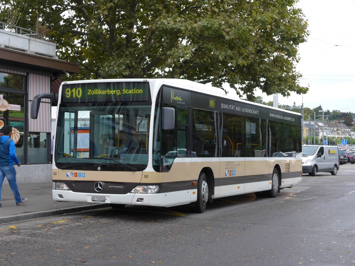 (164'973) - AZZK Zollikon - Nr. 52/ZH 738'052 - Mercedes am 17. September 2015 beim Bahnhof Zrich-Tiefenbrunnen