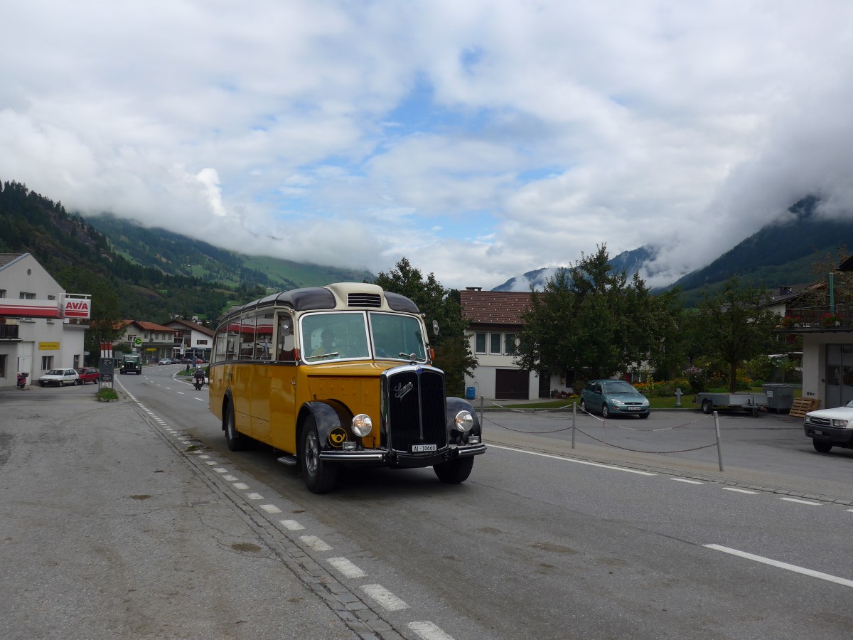 (165'306) - Gmnder, Weissbad - AI 10'660 - Saurer/Gangloff (ex P 23'144; ex P 2213) am 19. September 2015 in Andeer, Tgavugl