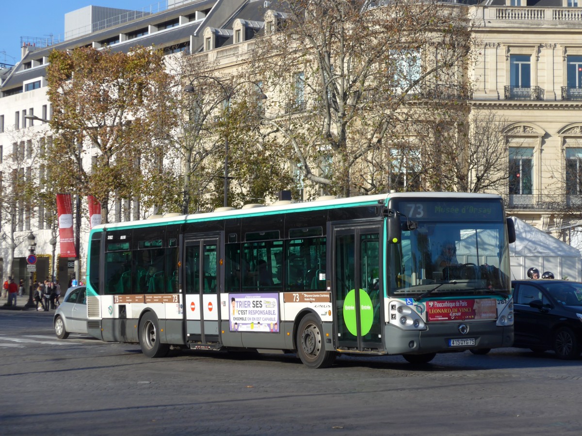 (166'661) - RATP Paris - Nr. 3182/415 QYG 75 - Irisbus am 15. November 2015 in Paris, Champs-Elyses