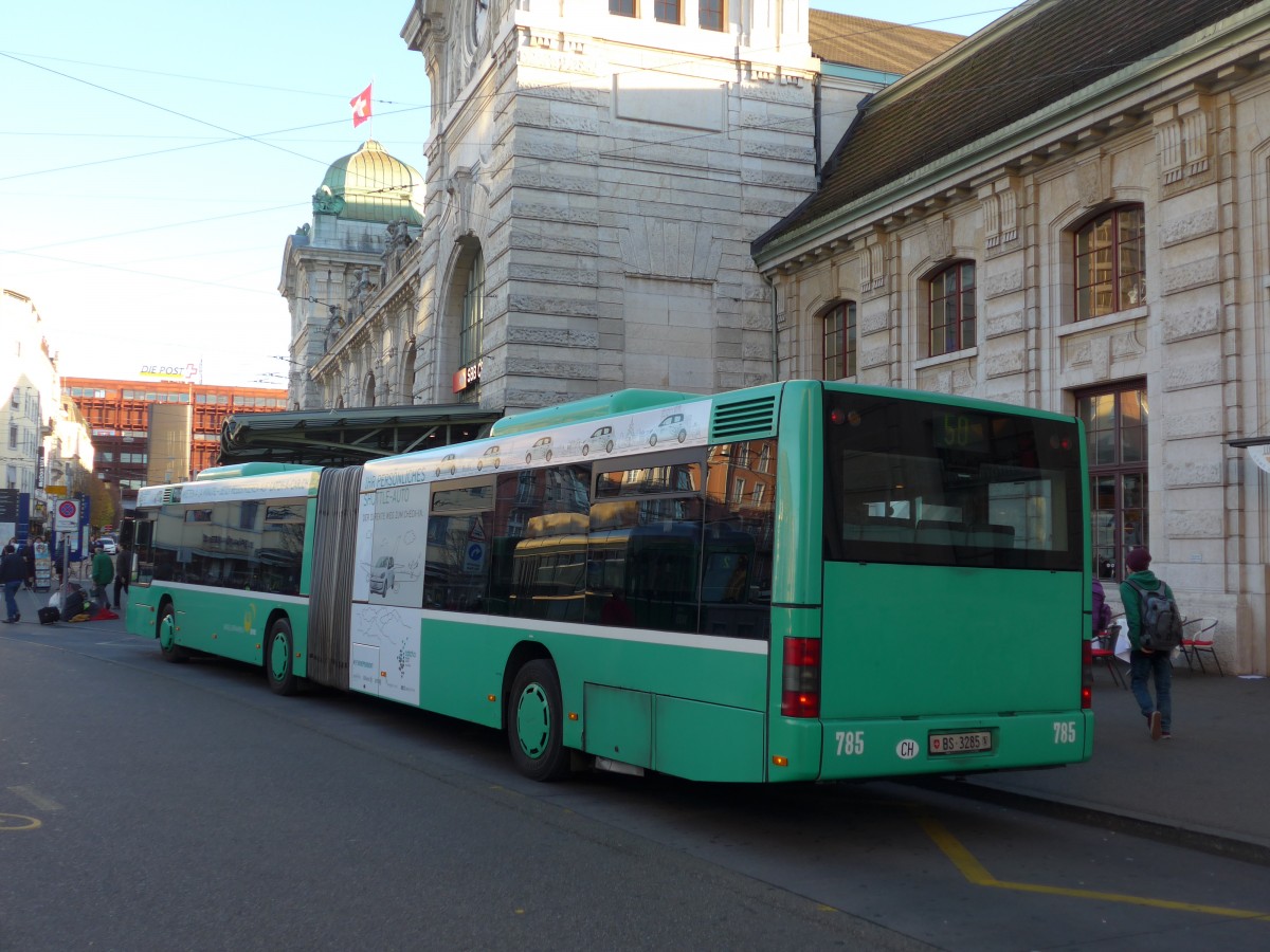 (167'393) - BVB Basel - Nr. 785/BS 3285 - MAN am 18. November 2015 beim Bahnhof Basel