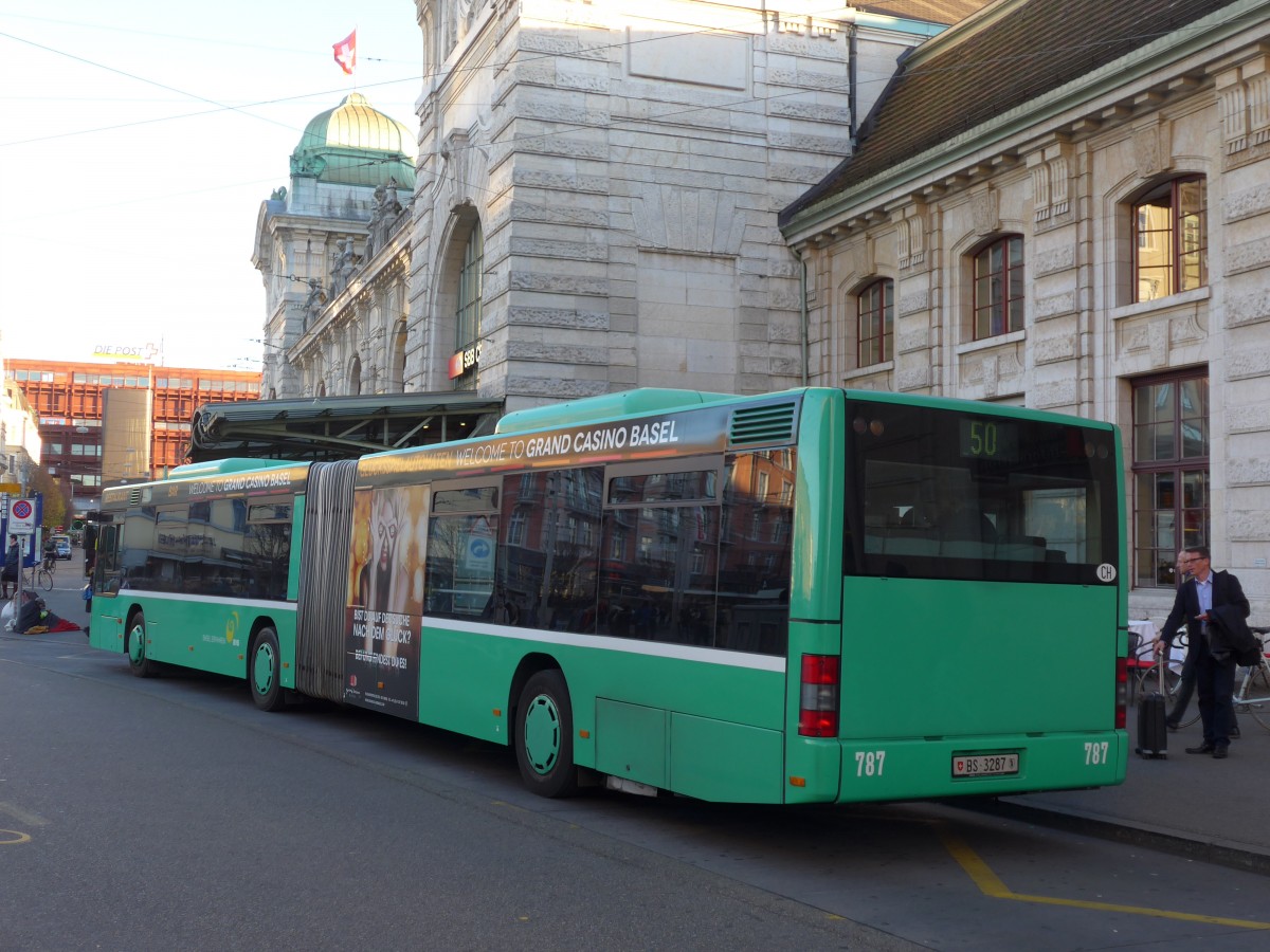 (167'398) - BVB Basel - Nr. 787/BS 3287 - MAN am 18. November 2015 beim Bahnhof Basel