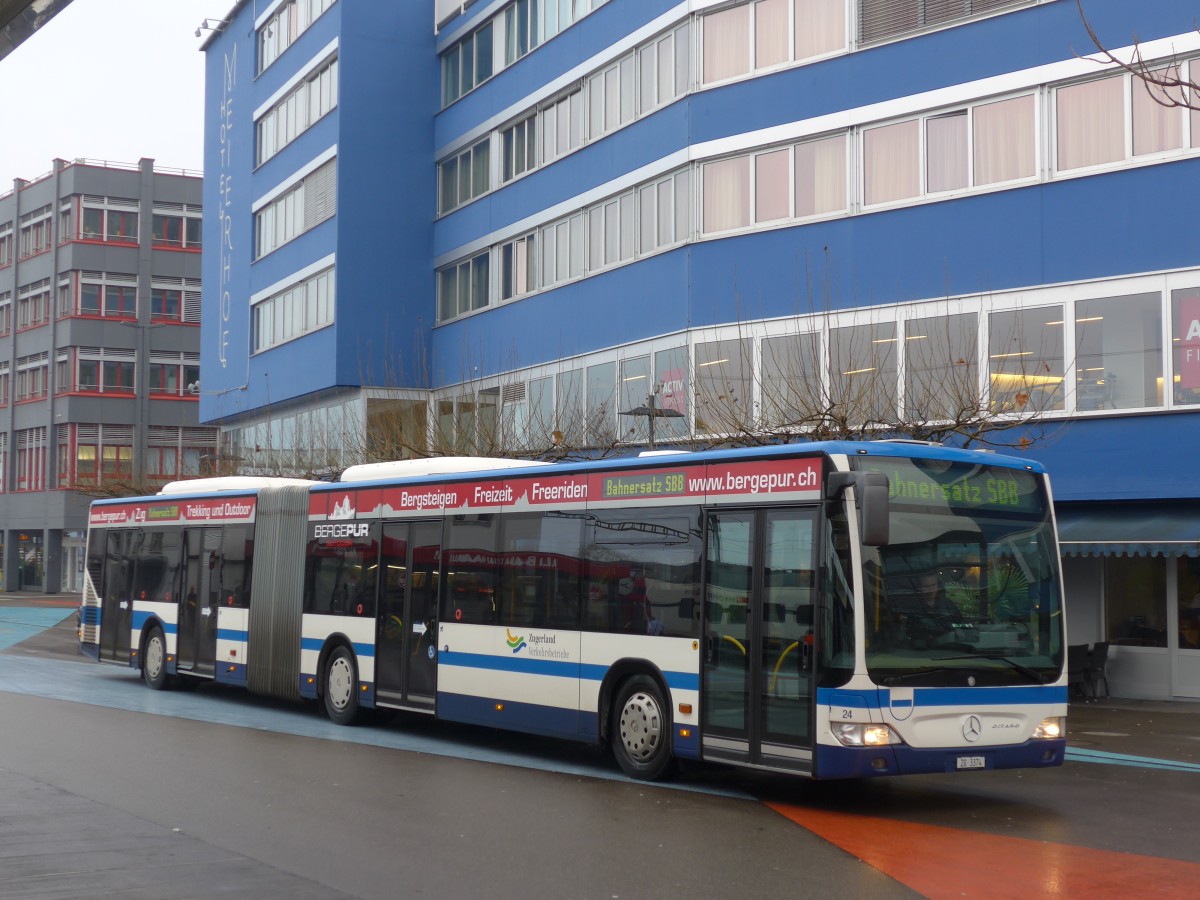 (168'171) - ZVB Zug - Nr. 24/ZG 3374 - Mercedes am 1. Januar 2016 beim Bahnhof Horgen