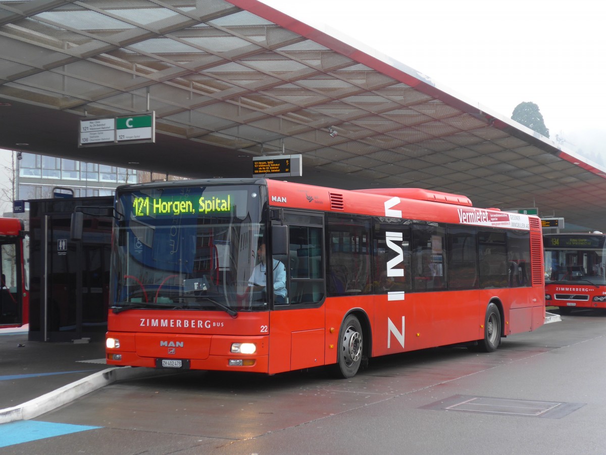 (168'191) - AHW Horgen - Nr. 22/ZH 402'478 - MAN am 1. Januar 2016 beim Bahnhof Horgen