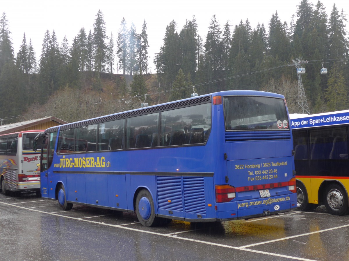 (168'391) - Moser, Teuffenthal - BE 142'017 - Setra (ex BE 336'192; ex AutoPostale Ticino-Moesano; ex P 26'001; ex Barenco, Faido) am 9. Januar 2016 in Adelboden, Mineralquelle