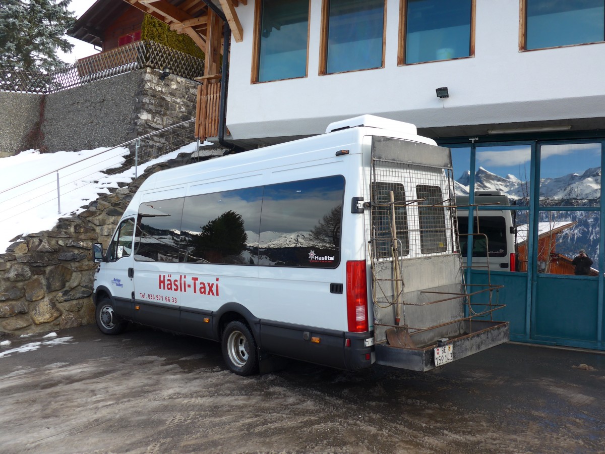 (168'815) - Schaad, Wasserwendi - BE 159'143 - Irisbus am 21. Februar 2016 in Wasserwendi-Hasliberg, Garage