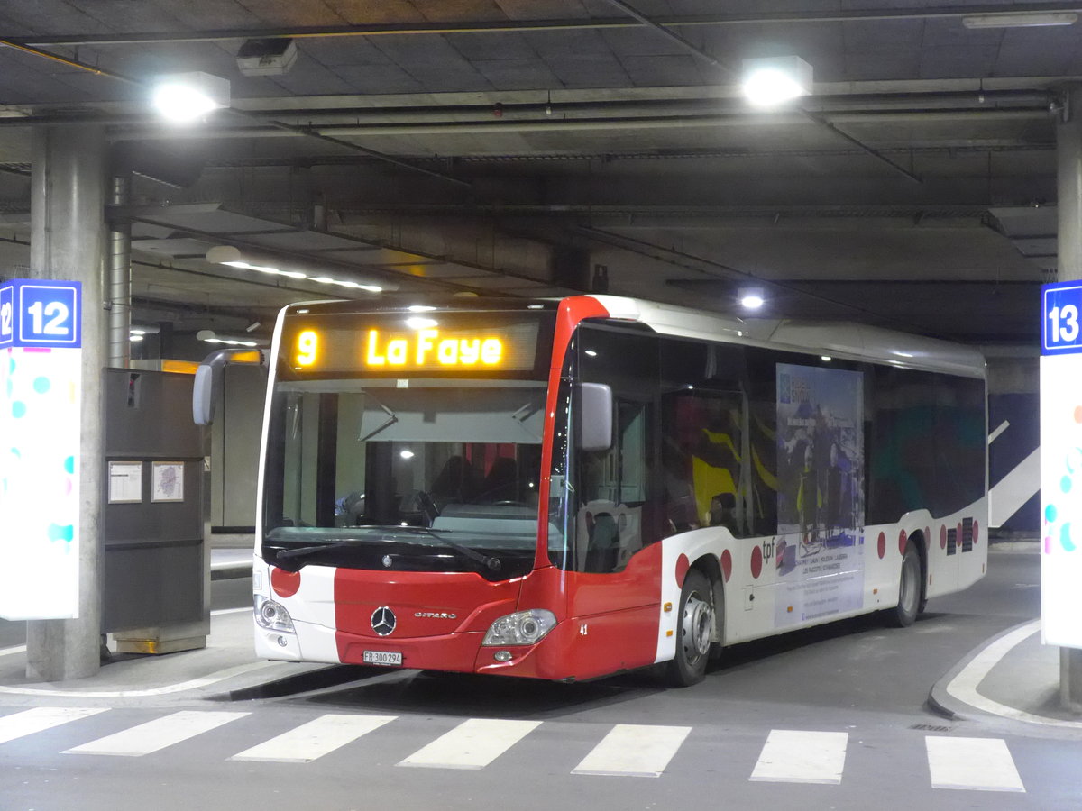 (169'244) - TPF Fribourg - Nr. 41/FR 300'294 - Mercedes am 13. Mrz 2016 in Fribourg, Busbahnhof