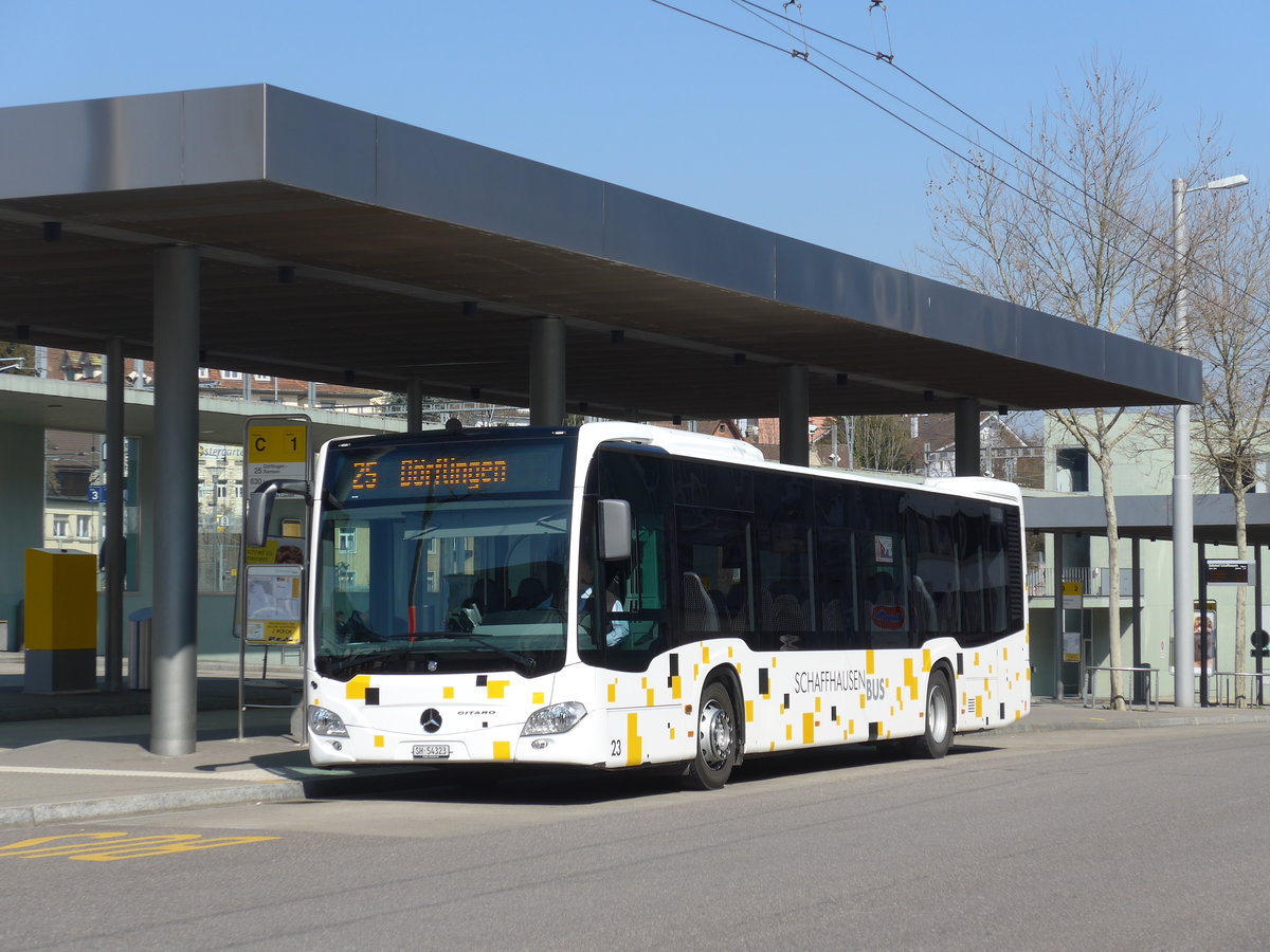 (169'299) - SB Schaffhausen - Nr. 23/SH 54'323 - Mercedes am 19. Mrz 2016 beim Bahnhof Schaffhausen