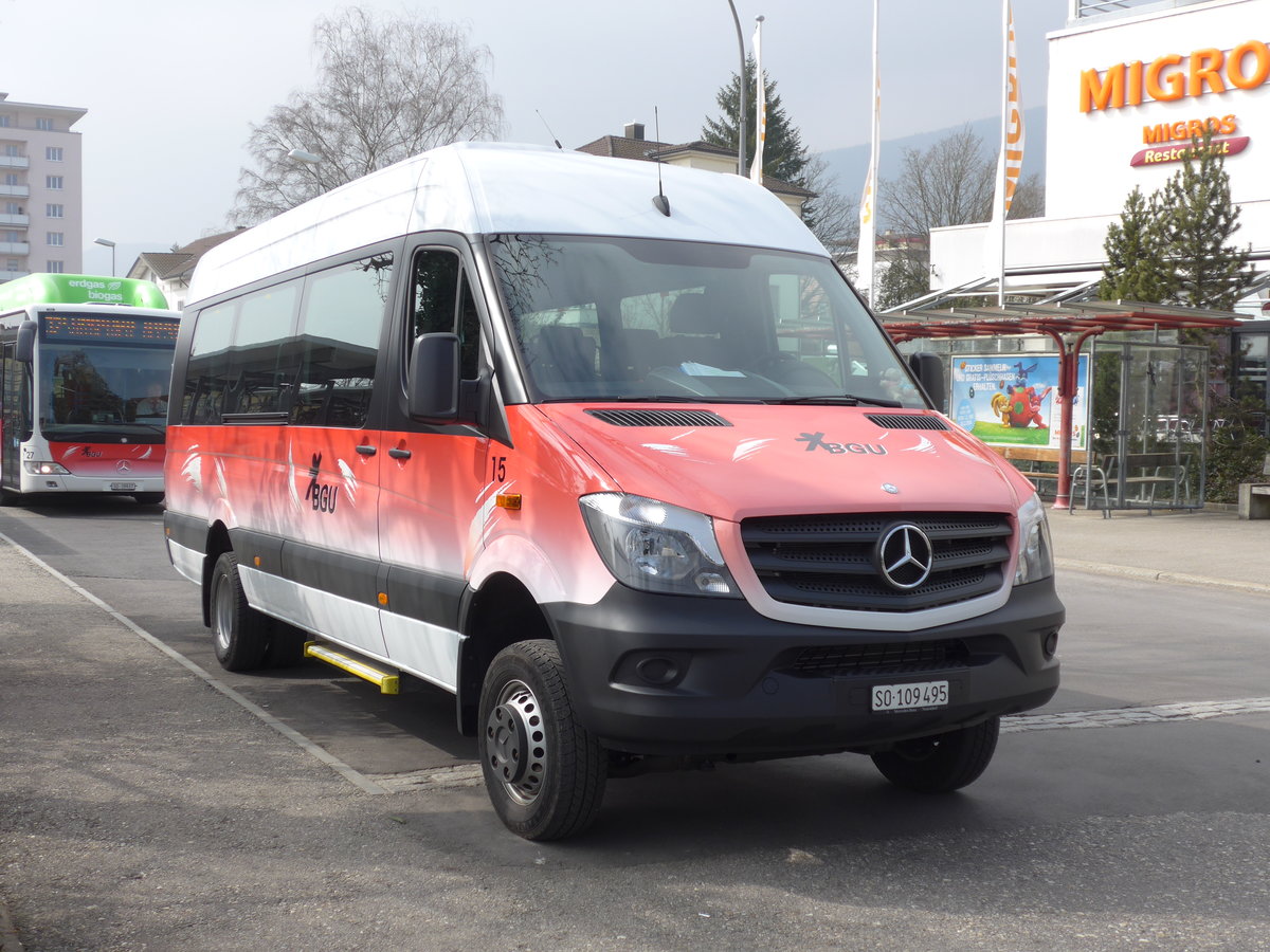 (169'383) - BGU Grenchen - Nr. 15/SO 109'495 - Mercedes am 21. Mrz 2016 beim Bahnhof Grenchen Sd