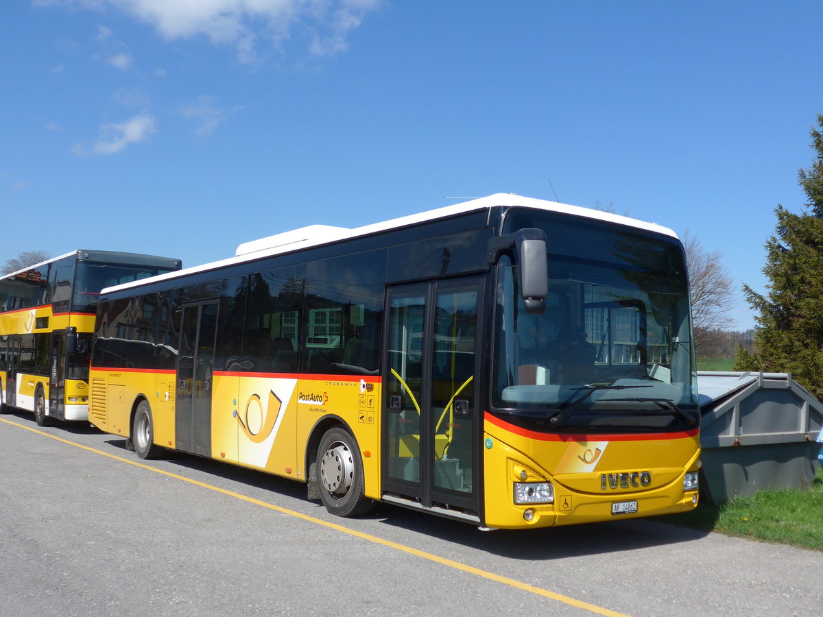 (169'911) - PostAuto Ostschweiz - AR 14'862 - Iveco am 12. April 2016 in Heiden, Garage