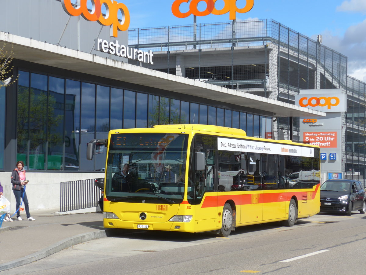 (170'101) - BLT Oberwil - Nr. 80/BL 7136 - Mercedes am 16. April 2016 in Oberwil, Hslimatt