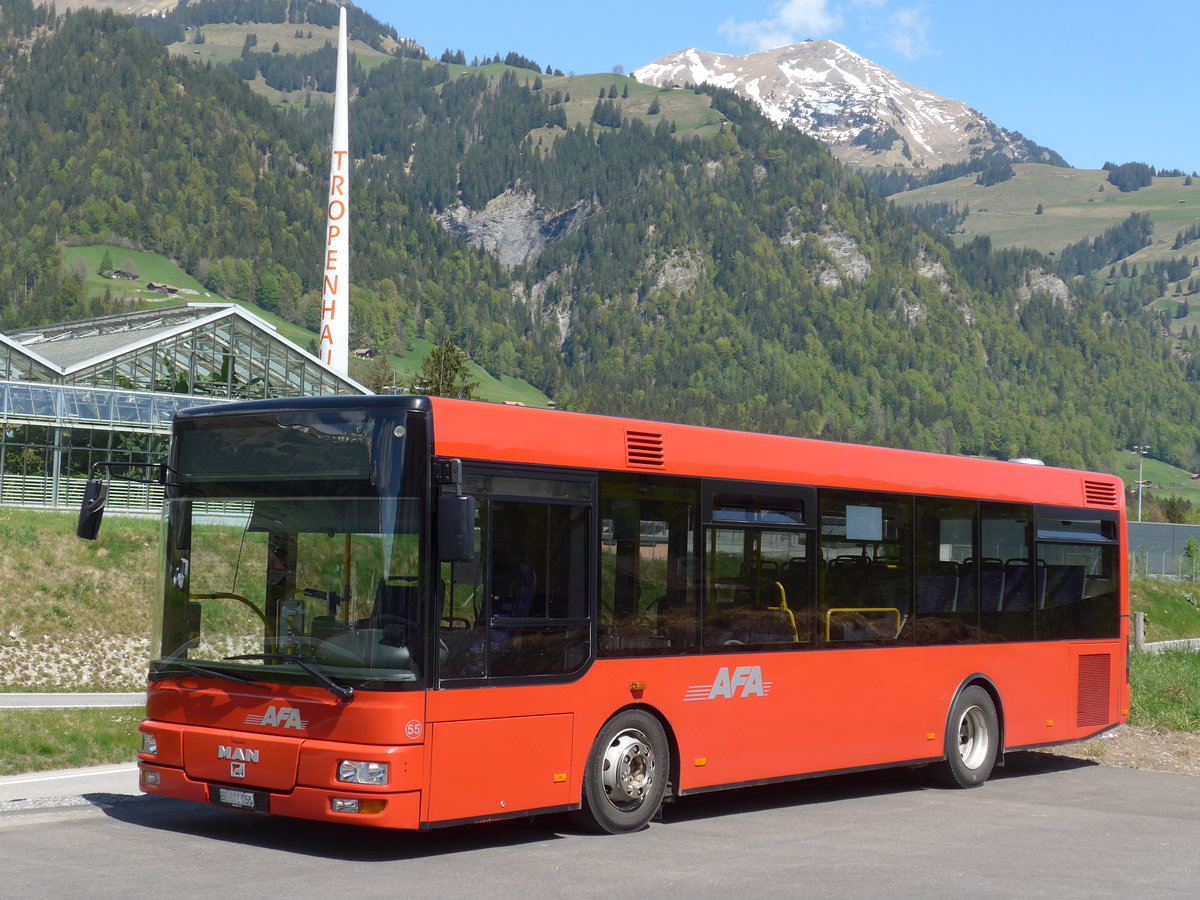 (170'458) - AFA Adelboden - Nr. 55/BE 611'055 - MAN/Gppel am 10. Mai 2016 in Frutigen, Garage