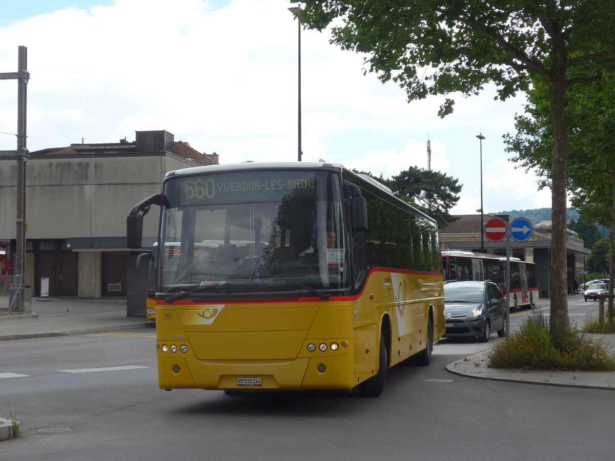 (173'039) - CarPostal Ouest - VD 510'244 - Volvo (ex P 25'165) am 15. Juli 2016 beim Bahnhof Yverdon