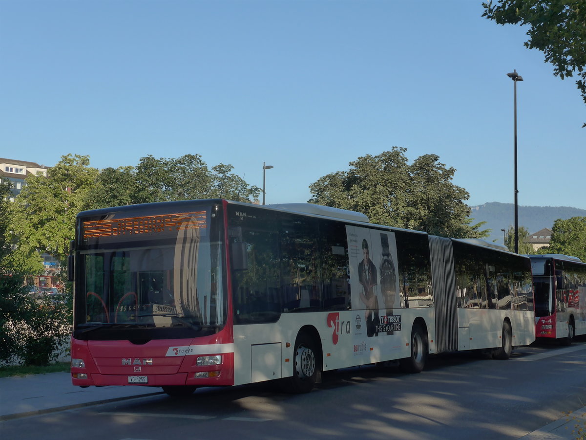 (173'073) - TRAVYS Yverdon - VD 1255 - MAN am 16. Juli 2016 beim Bahnhof Yverdon