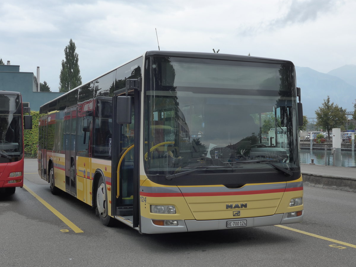 (174'113) - STI Thun - Nr. 124/BE 700'124 - MAN am 20. August 2016 bei der Schifflndte Thun