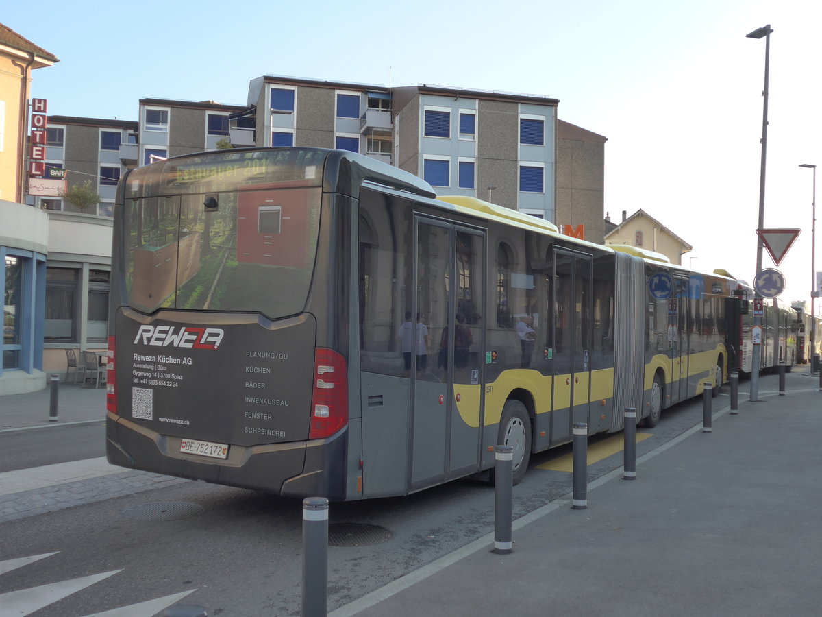 (174'334) - STI Thun - Nr. 172/BE 752'172 - Mercedes am 28. August 2016 beim Bahnhof Payerne