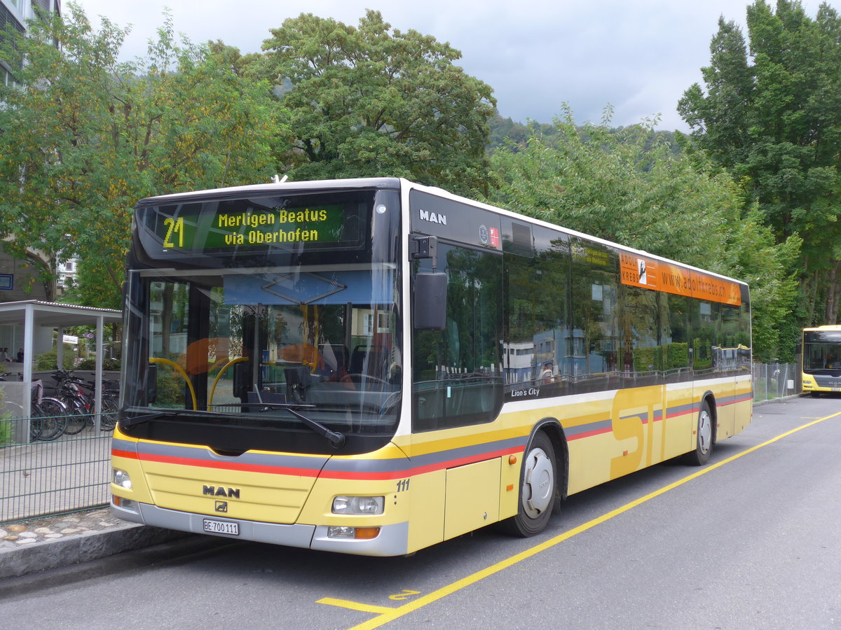 (174'425) - STI Thun - Nr. 111/BE 700'111 - MAN am 29. August 2016 bei der Schifflndte Thun