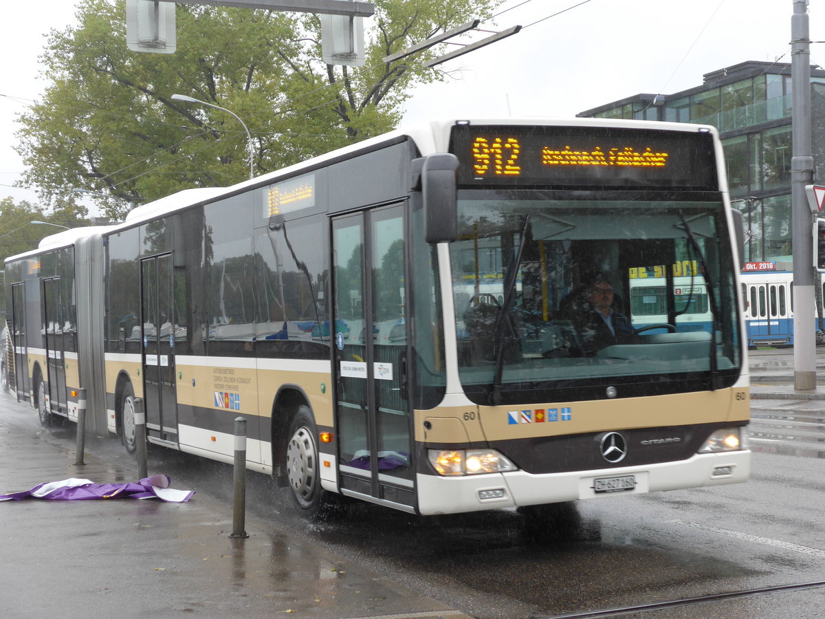 (174'576) - AZZK Zollikon - Nr. 60/ZH 627'160 - Mercedes am 5. September 2016 beim Bahnhof Zrich-Tiefenbrunnen