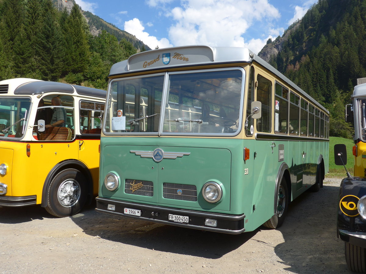 (174'749) - Oldtimer Club 33, Tafers - Nr. 33/FR 300'450 - Saurer/Hess (ex GFM Fribourg Nr. 33) am 10. September 2016 in Campo, Saurertreffen