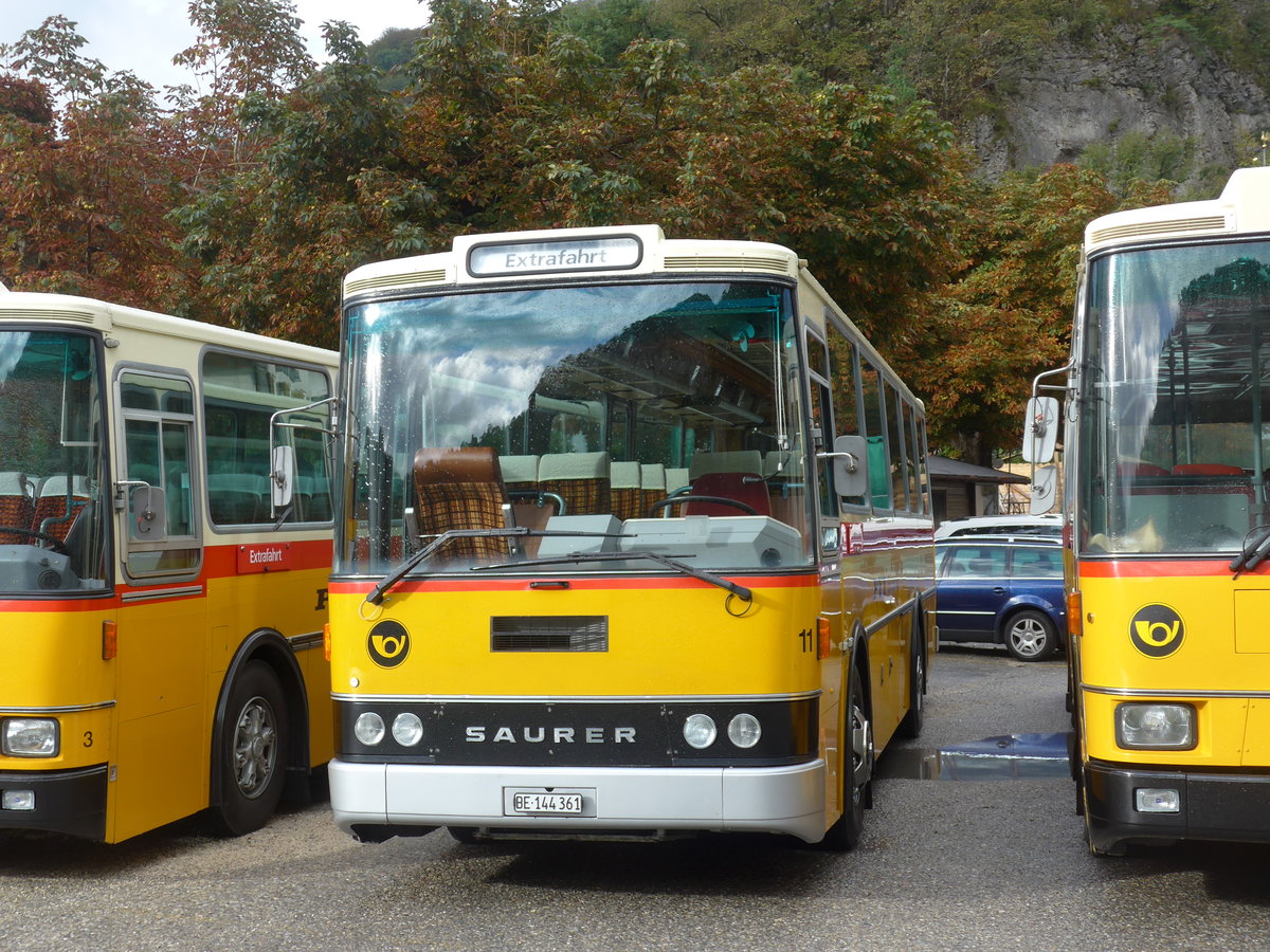 (175'328) - Aebi, Koppigen - Nr. 11/BE 144'361 - Saurer/Lauber (ex Leuenberger, Kirchberg; ex Niederer, Filzbach Nr. 11) am 2. Oktober 2016 in Oensingen, Bad Klus