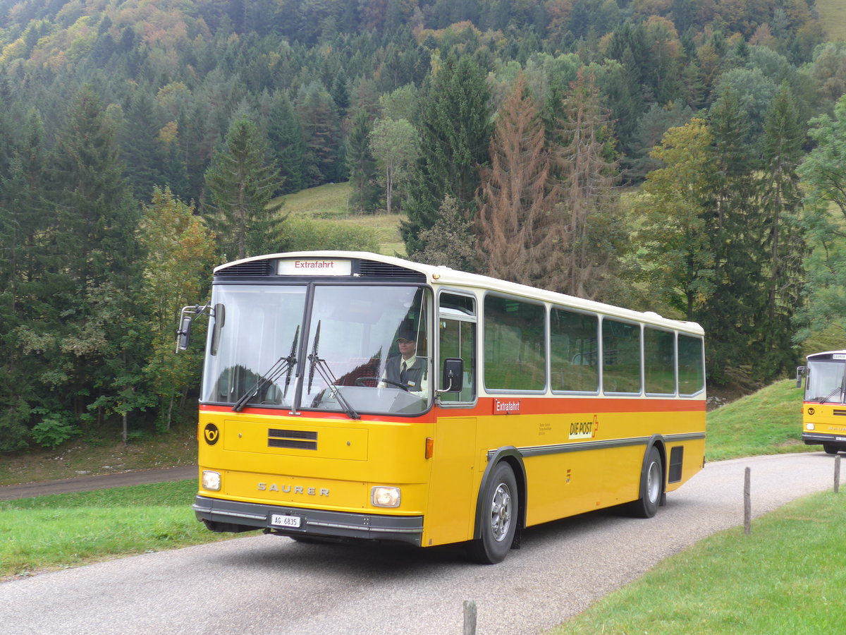 (175'337) - Gautschi, Suhr - AG 6835 - Saurer/Tscher (ex Ltscher, Neuheim Nr. 200; ex Cartek, Regensdorf; ex P 25'822) am 2. Oktober 2016 am Scheltenpass (Solothurnerseite)