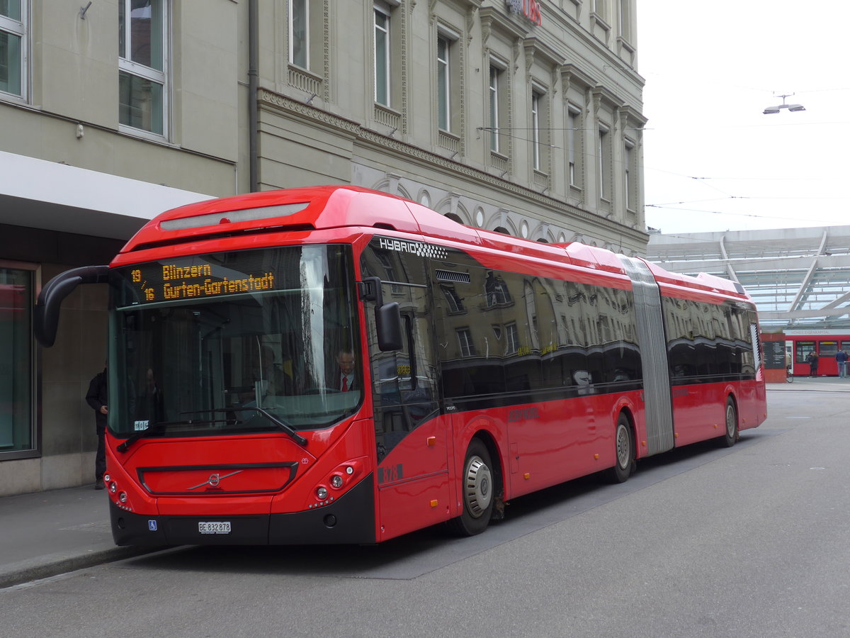 (176'675) - Bernmobil, Bern - Nr. 878/BE 832'878 - Volvo am 13. November 2016 beim Bahnhof Bern