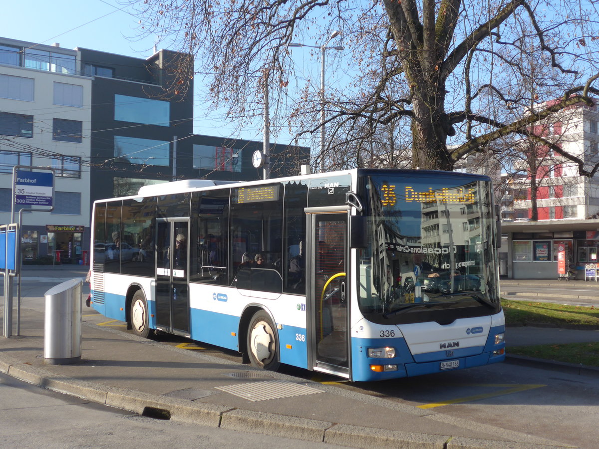 (176'915) - VBZ Zrich - Nr. 336/ZH 548'336 - MAN/Gppel am 6. Dezember 2016 in Zrich, Farbhof