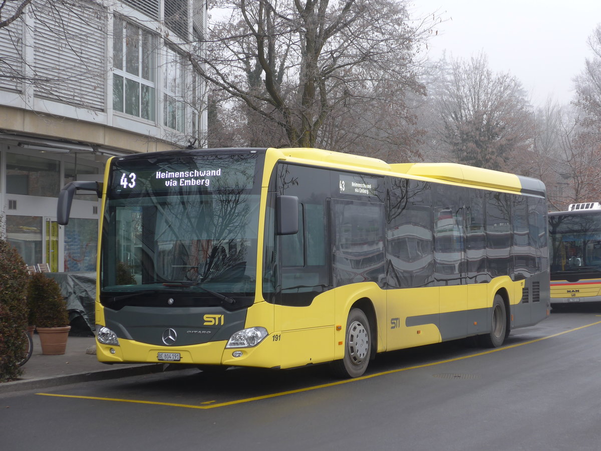 (177'221) - STI Thun - Nr. 191/BE 804'191 - Mercedes am 16. Dezember 2016 bei der Schifflndte Thun