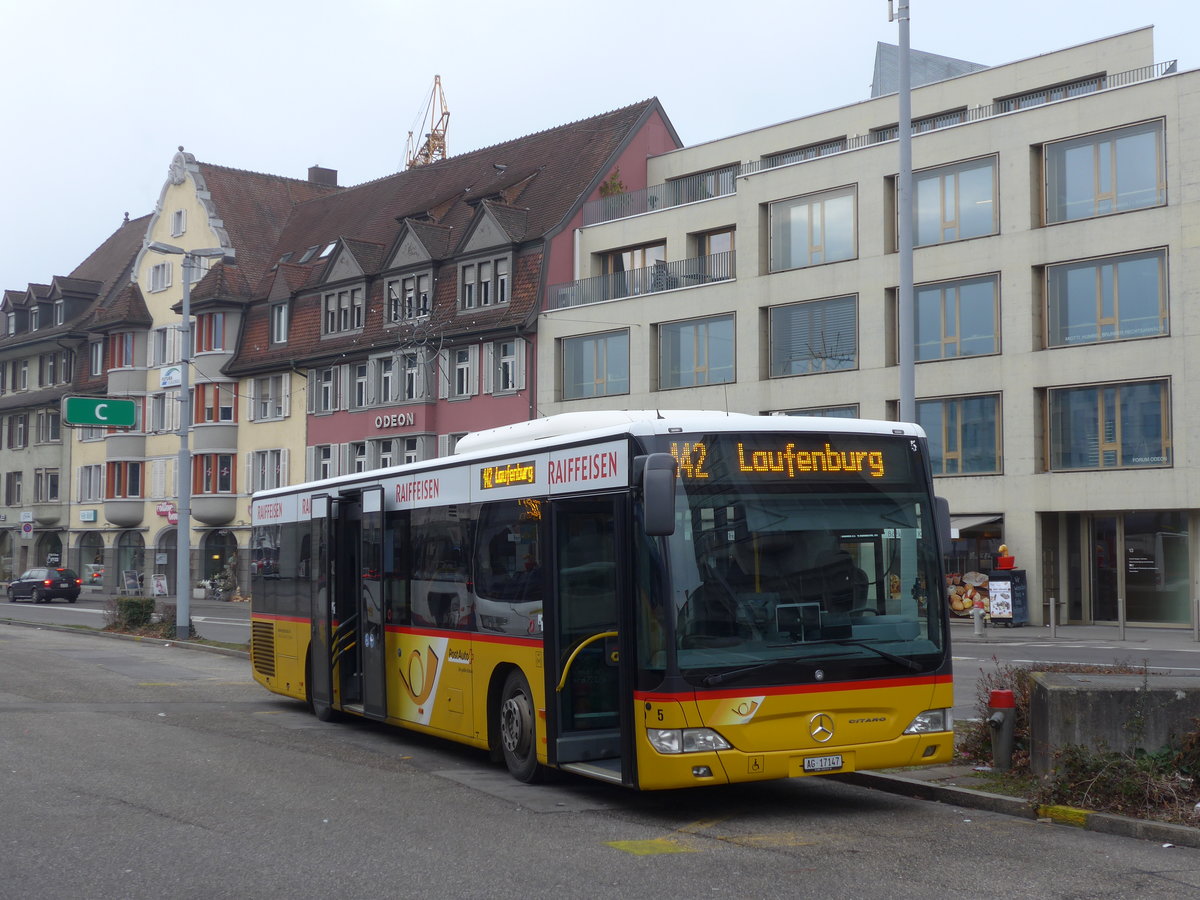 (177'287) - Keller, Hottwil - Nr. 5/AG 17'147 - Mercedes am 24. Dezember 2016 beim Bahnhof Brugg