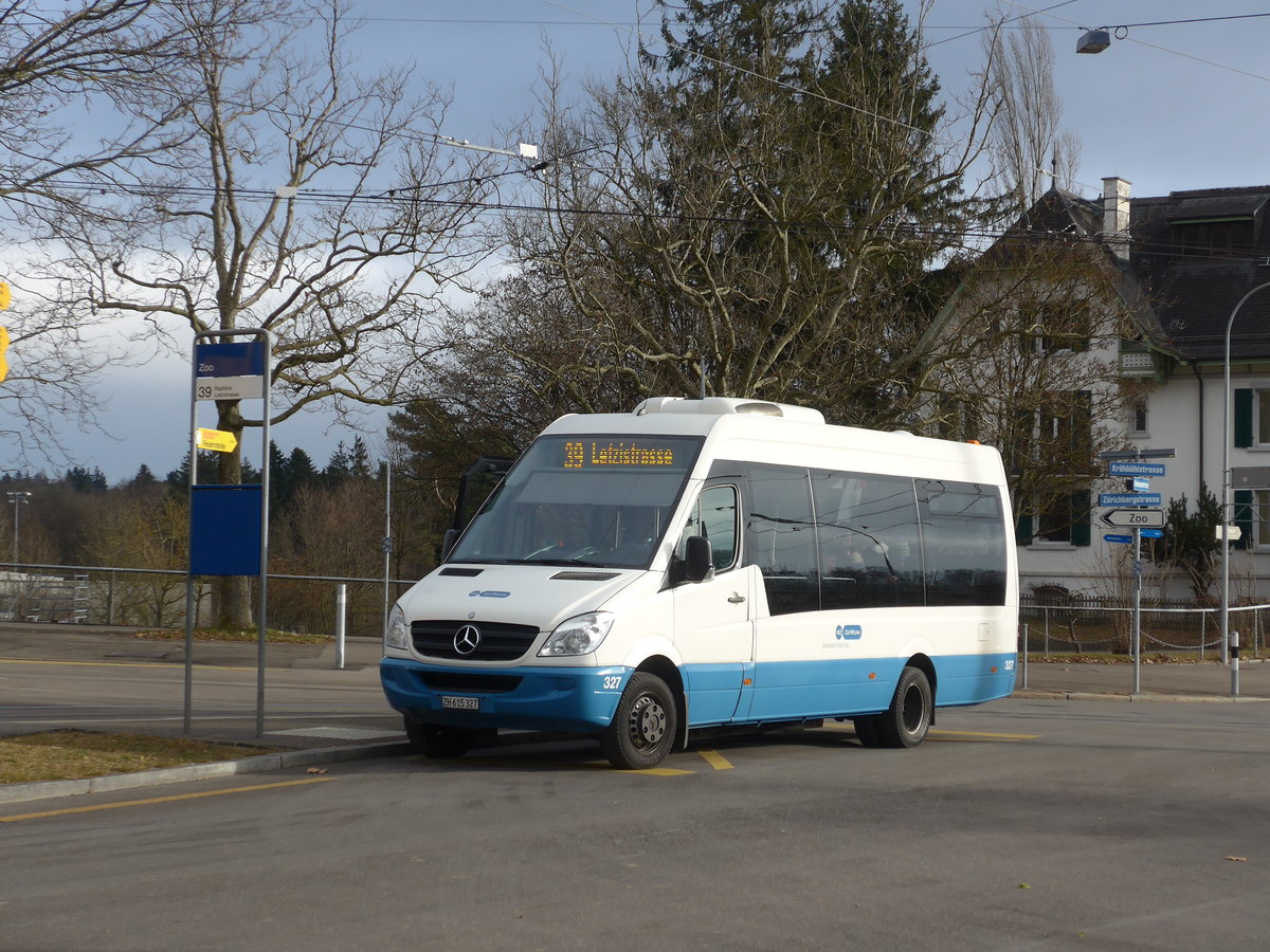 (177'329) - VBZ Zrich - Nr. 327/ZH 615'327 - Mercedes am 24. Dezember 2016 in Zrich, Zoo